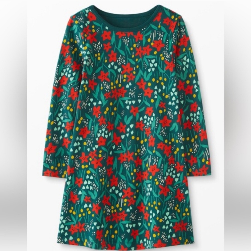 ⭐ Hanna Andersson Holiday Christmas Cotton Dress Size 6-7